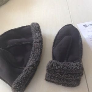 LL bean faux shearling hat and mittens
